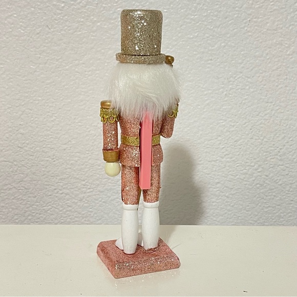 NU pink wooden glittery Christmas nutcracker holiday decor gift Xmas gift - Picture 8 of 10